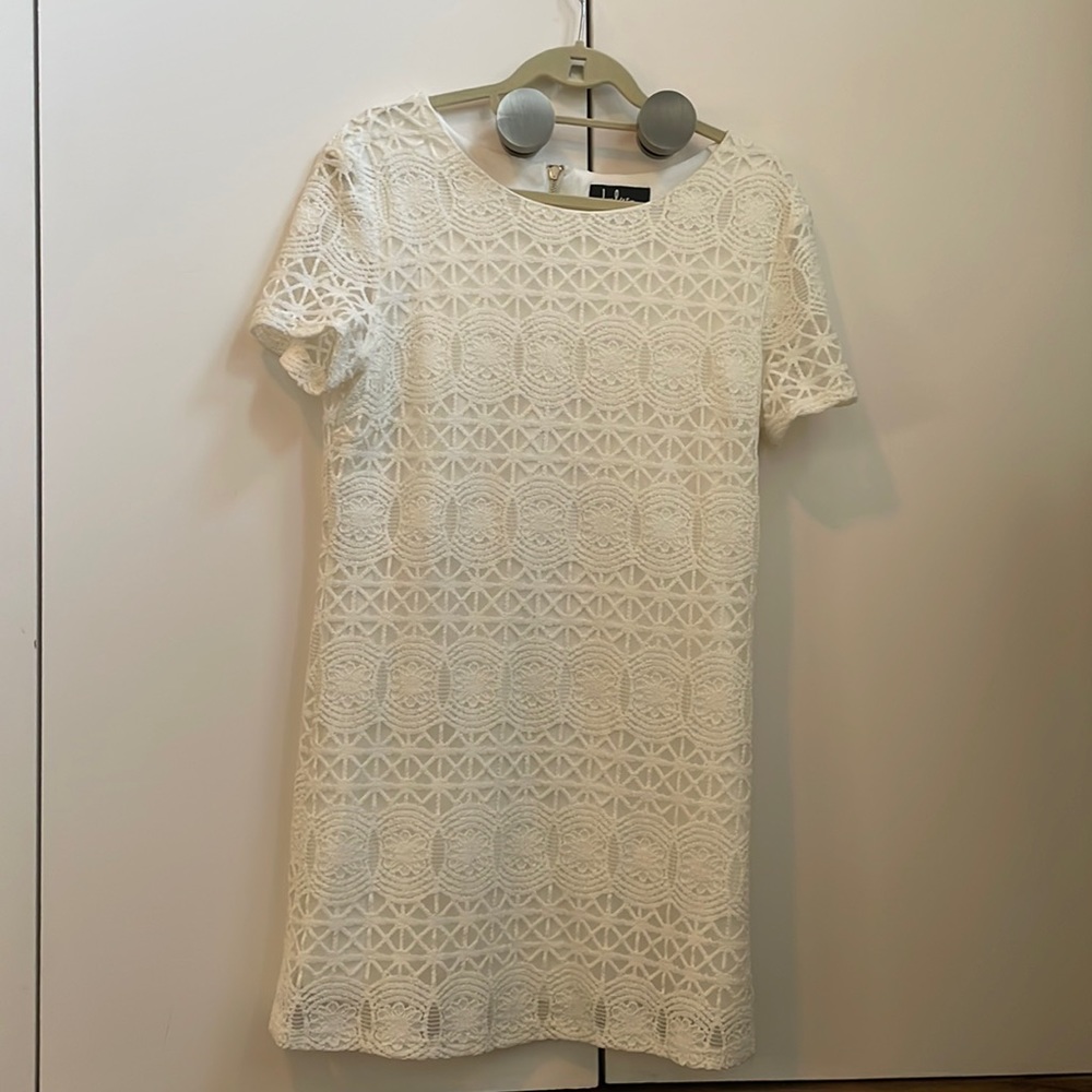 Lulus love you for eternity white lace shift dress